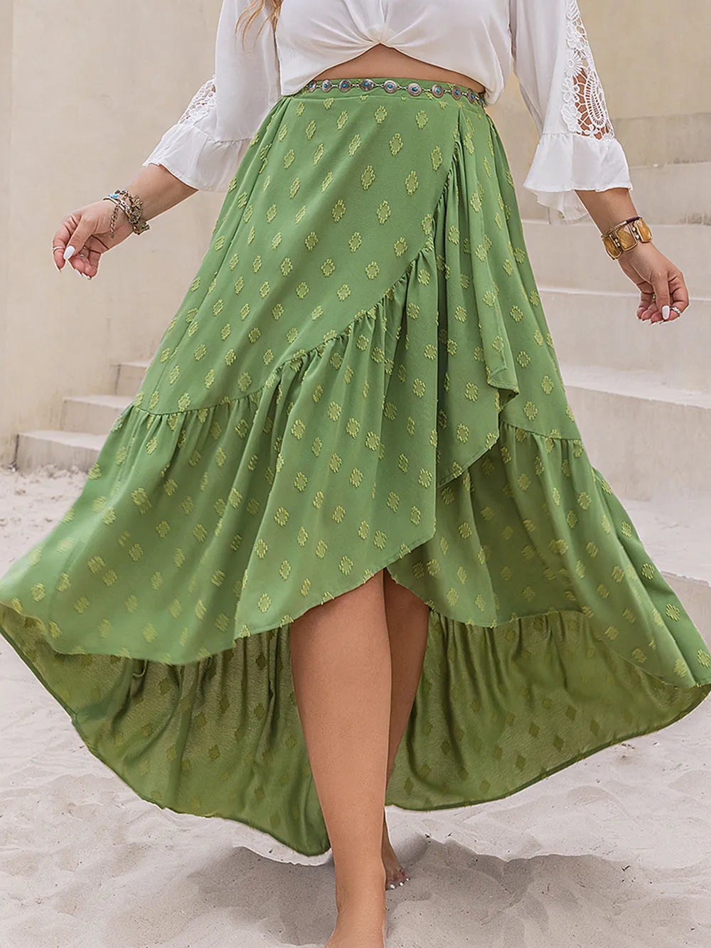 Plus Size High-Low Skirt - Premium from Trendsi - Just $49.99! Shop now at Handbags Specialist Headquarter