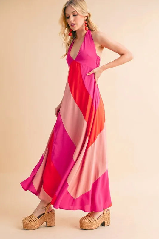 Aemi+Co Color Block Sleeveless Maxi Dress - Premium Maxi Dress from Trendsi - Just $57.99! Shop now at Handbags Specialist Headquarter