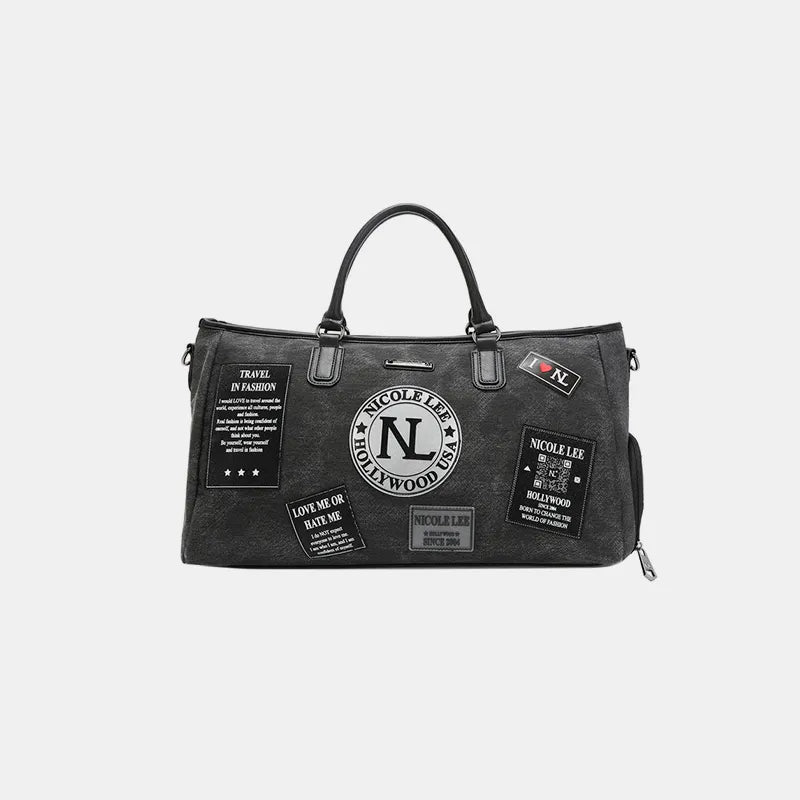 Nicole Lee USA Denim Patch Duffel - Premium travel-bag from Trendsi - Just $92.99! Shop now at Handbags Specialist Headquarter