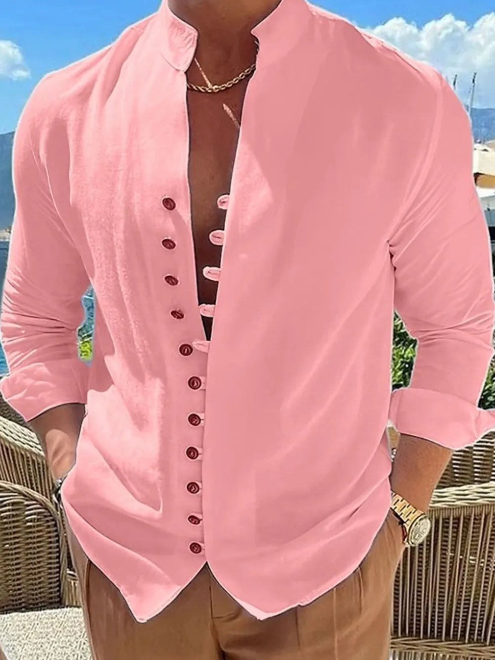 Men's Full Size Button Front Long Sleeve Shirt Plus Size - Premium Men's Shirt's from Trendsi - Just $26.08! Shop now at Handbags Specialist Headquarter