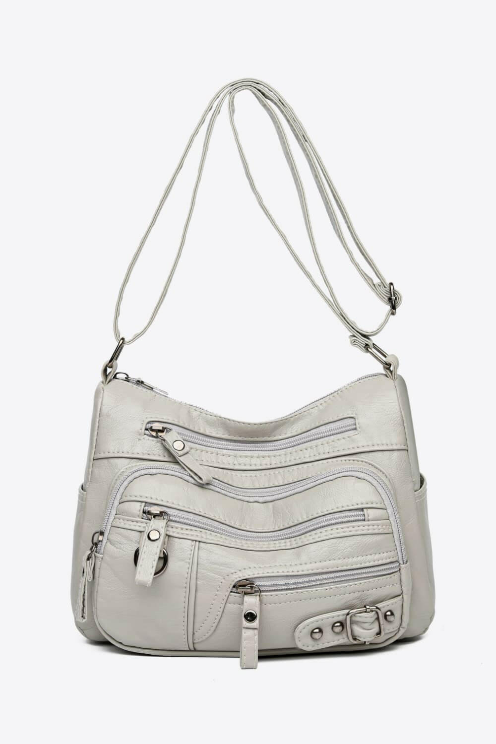 Multi-Pocket PU Leather Crossbody Bag.