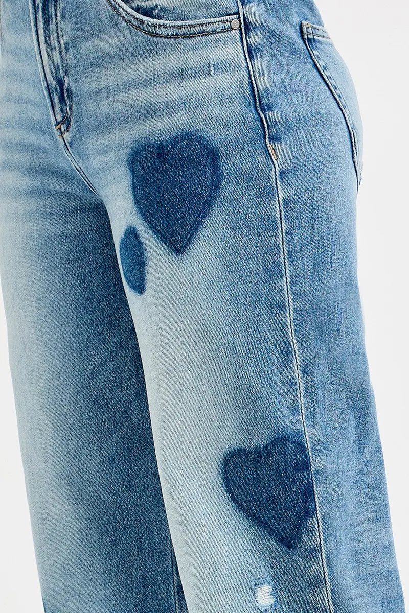 RISEN Full Size Mid Rise Fit-boyfriend Heart Shade Jeans Plus Size - Premium Women / Jeans & Denim from Trendsi - Just $67.99! Shop now at Handbags Specialist Headquarter