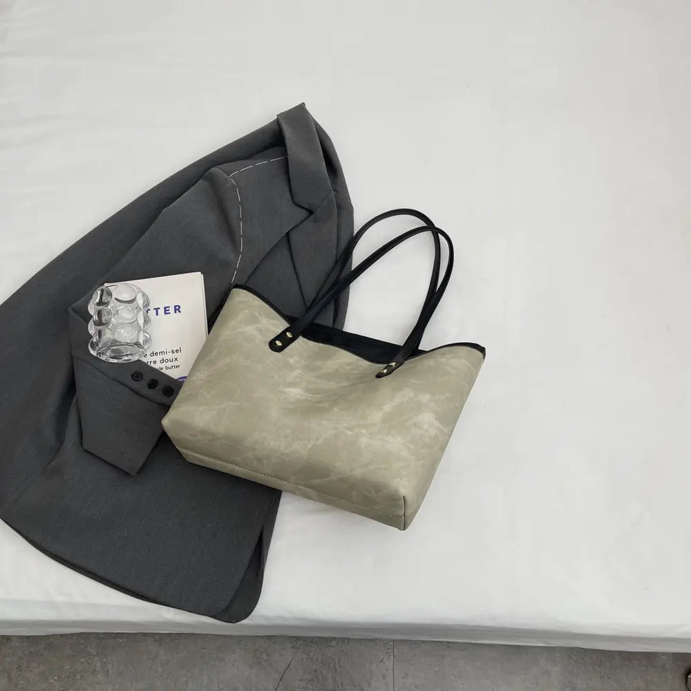 PU Leather Tote Bag - Premium Tote Bag from Trendsi - Just $32.99! Shop now at Handbags Specialist Headquarter
