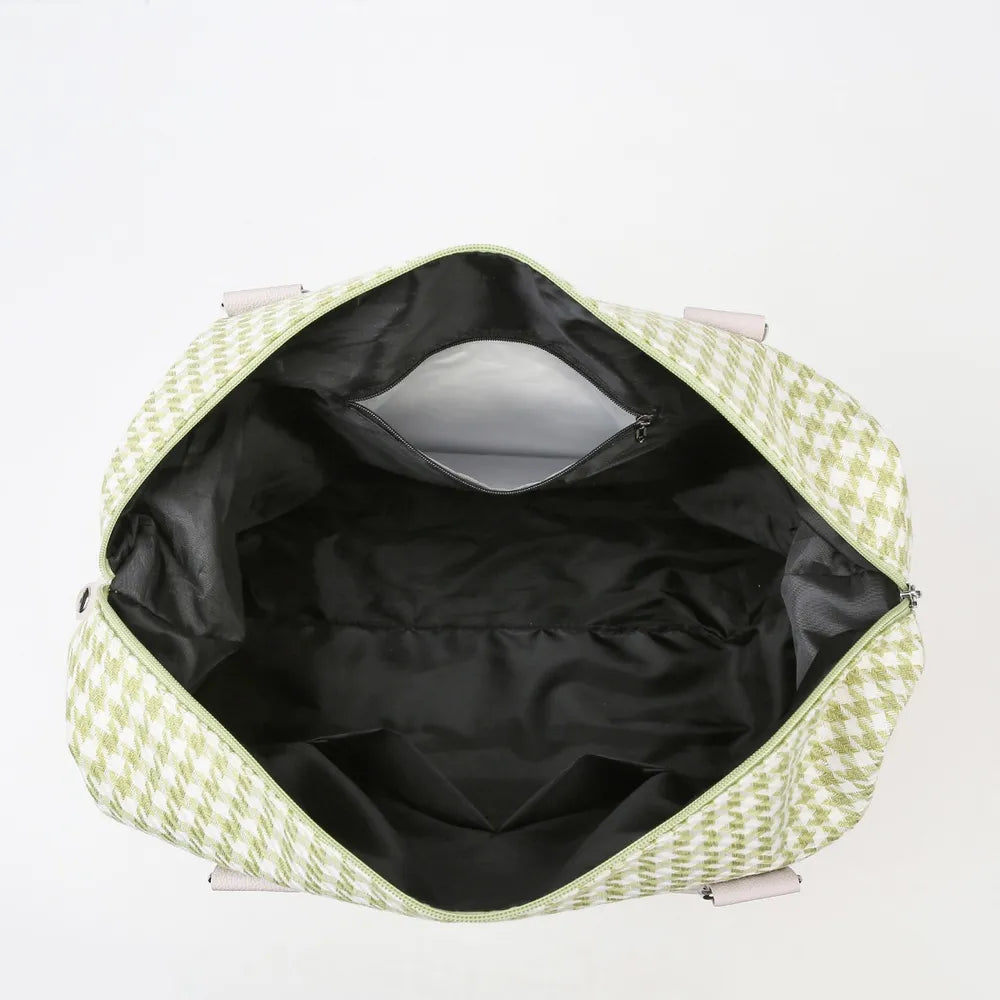 Houndstooth Canvas Travel Bag - Premium travel-bag from Trendsi - Just $44.99! Shop now at Handbags Specialist Headquarter