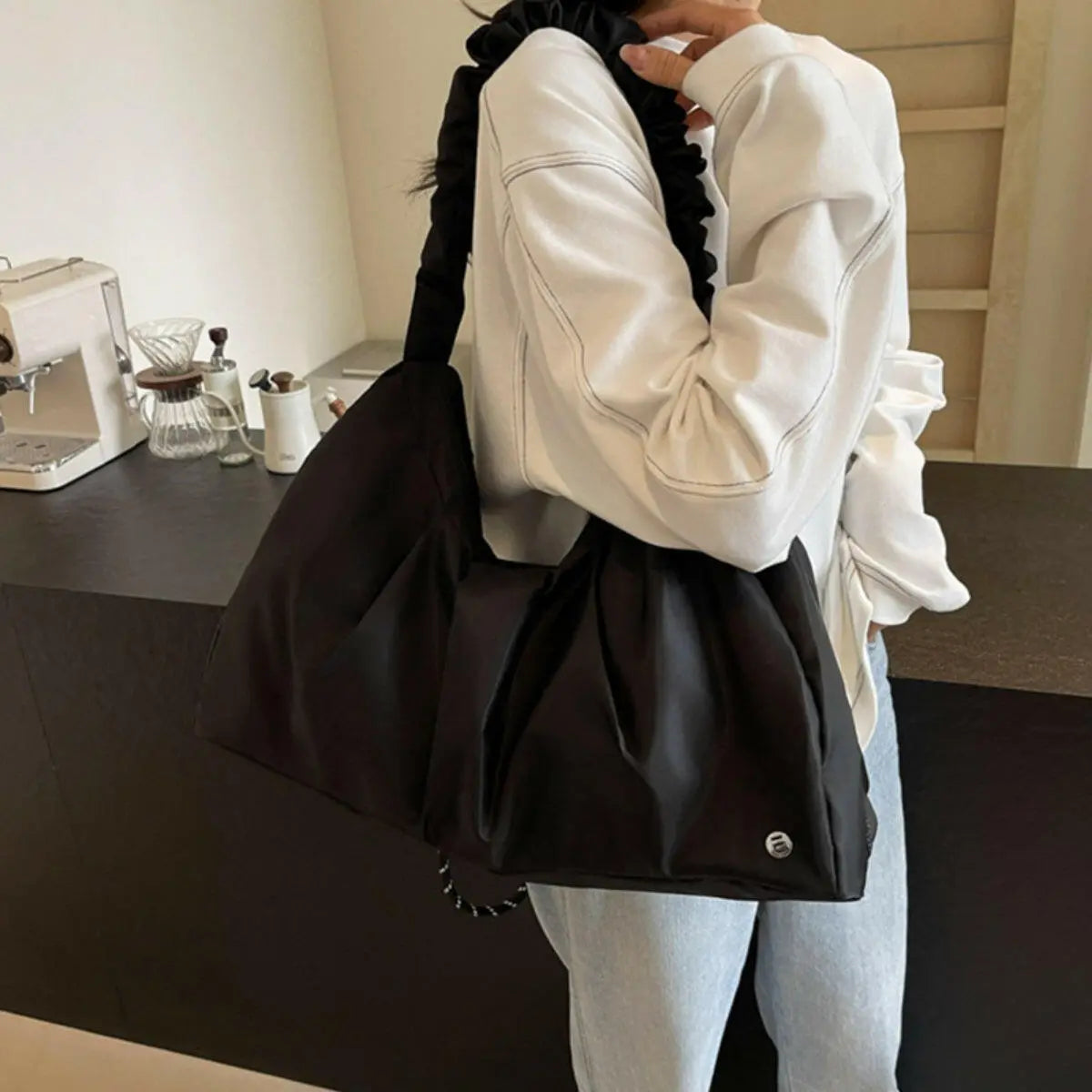 Ruched Large Tote Bag.