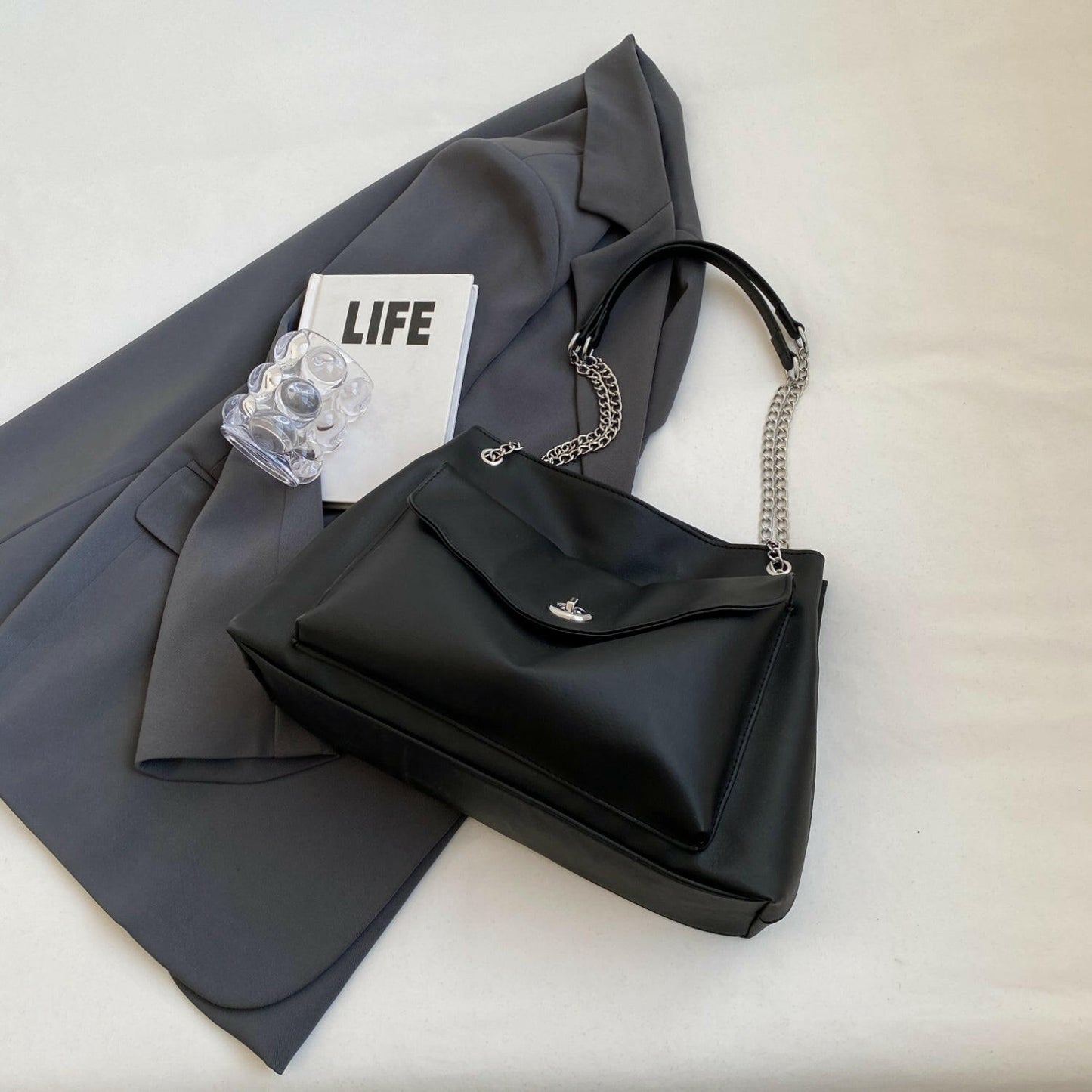 PU Leather Shoulder Bag.