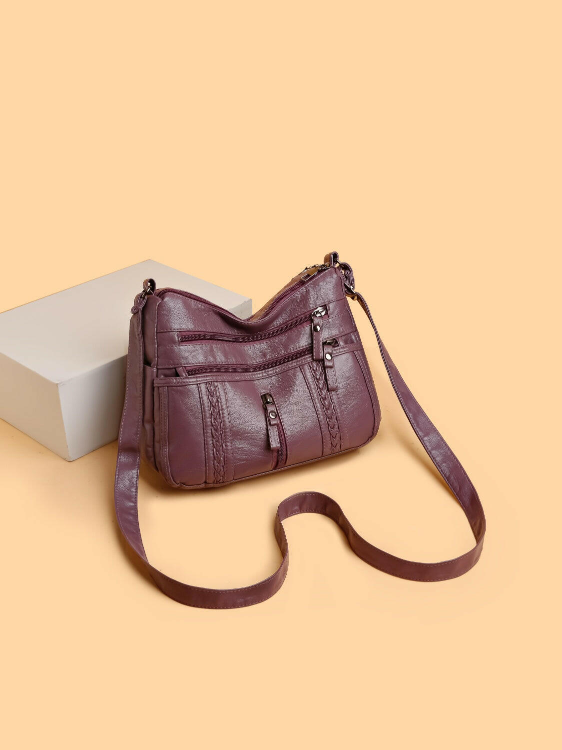 PU Leather Adjustable Strap Shoulder Bag - Premium Shoulder Bags from Trendsi - Just $23.60! Shop now at Handbags Specialist Headquarter