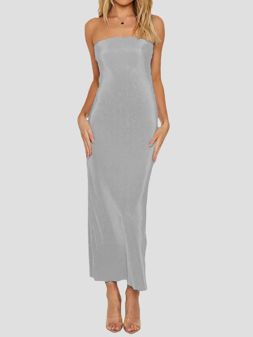 Lace-Up Back Tube Maxi Dress - Premium Maxi Dress from Trendsi - Just $29.99! Shop now at Handbags Specialist Headquarter