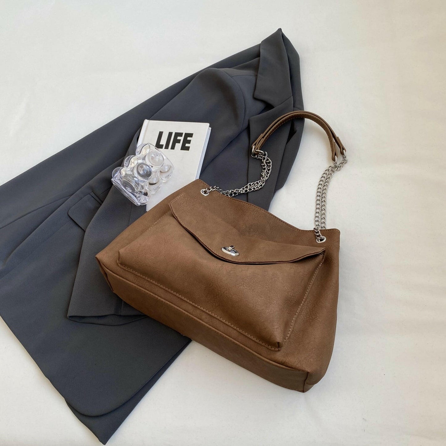 PU Leather Shoulder Bag.