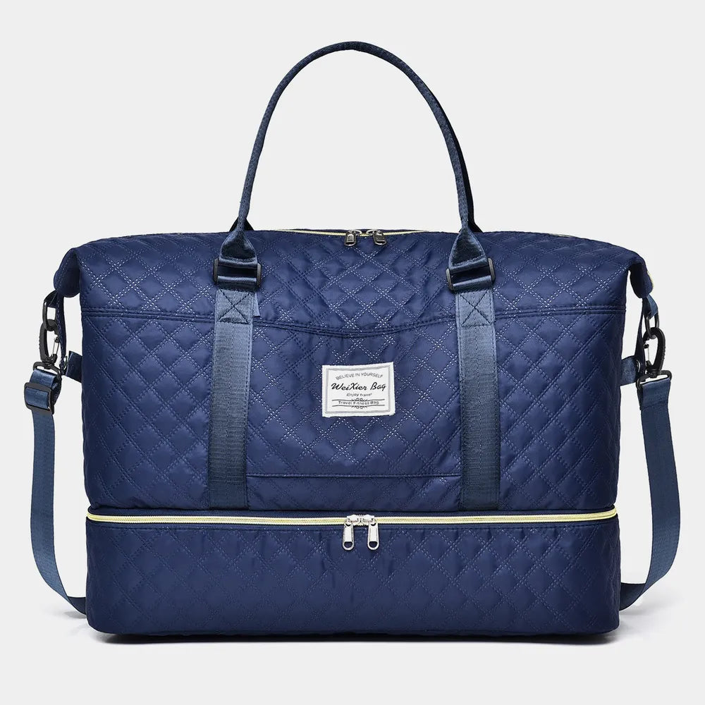 Diamond Grid Oxford Cloth Oversize Travel Bag - Premium travel-bag from Trendsi - Just $44.99! Shop now at Handbags Specialist Headquarter