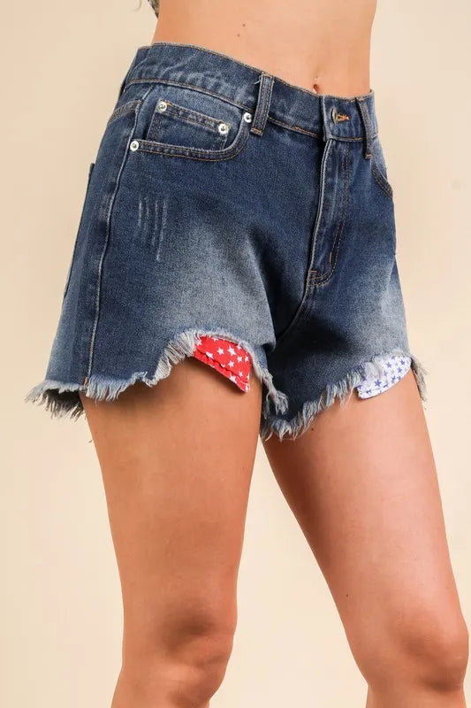 VERY J Raw Hem Pocketed Contrast Washed Denim Shorts - Premium Women / Jeans & Denim from Trendsi - Just $37.78! Shop now at Handbags Specialist Headquarter