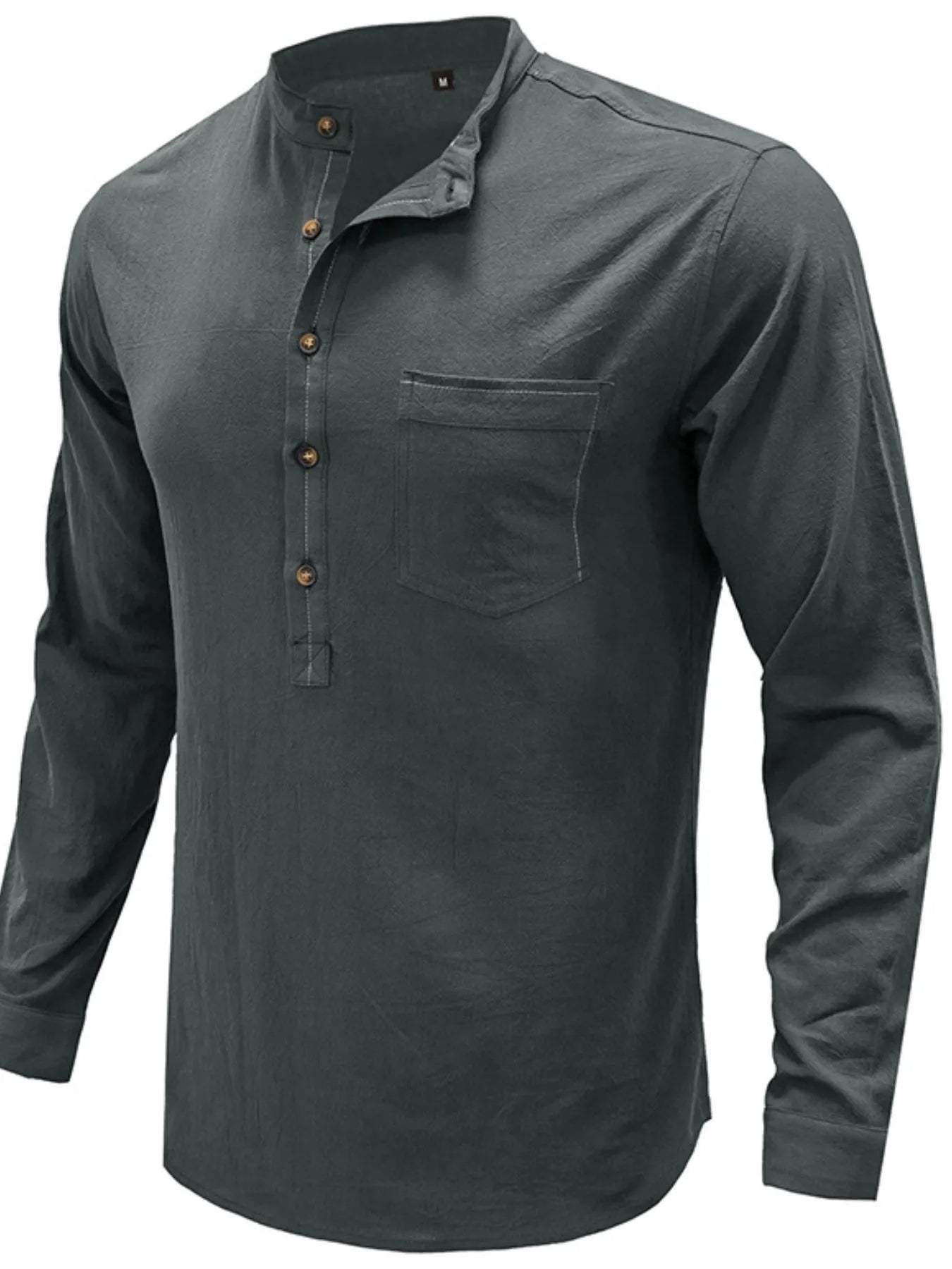 Men's Button Detail Long Sleeve Polo Shirt - Premium Men's Polo shirt from Trendsi - Just $43.99! Shop now at Handbags Specialist Headquarter