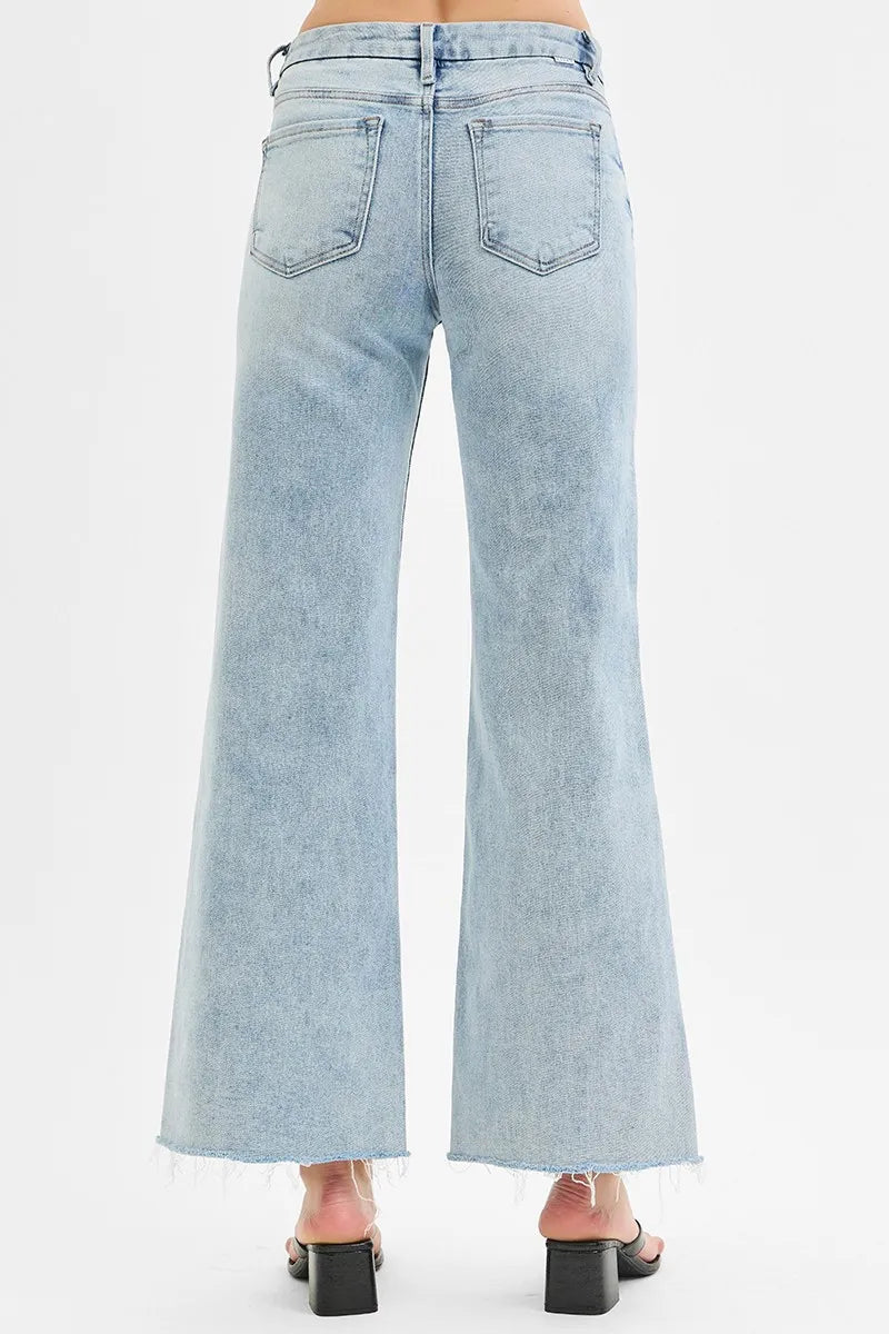 RISEN Full Size Tummy Control Low Rise Wide Leg Raw Cut Hem Jeans Plus Size - Premium Women / Jeans & Denim from Trendsi - Just $67.99! Shop now at Handbags Specialist Headquarter