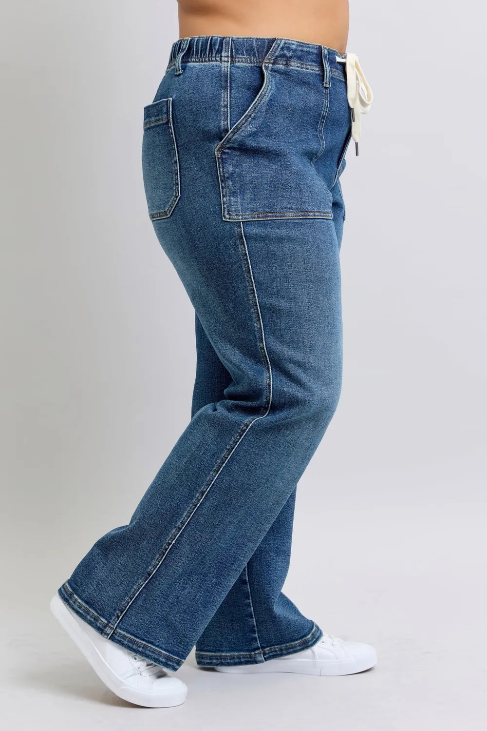 Judy Blue Plus Size High Waist Drawstring Wide Leg Jeans - Premium Women / Jeans & Denim from Trendsi - Just $72.99! Shop now at Handbags Specialist Headquarter
