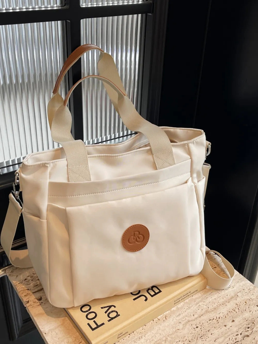 Nylon Solid Color Tote Bag - Premium Tote Bag from Trendsi - Just $31.99! Shop now at Handbags Specialist Headquarter