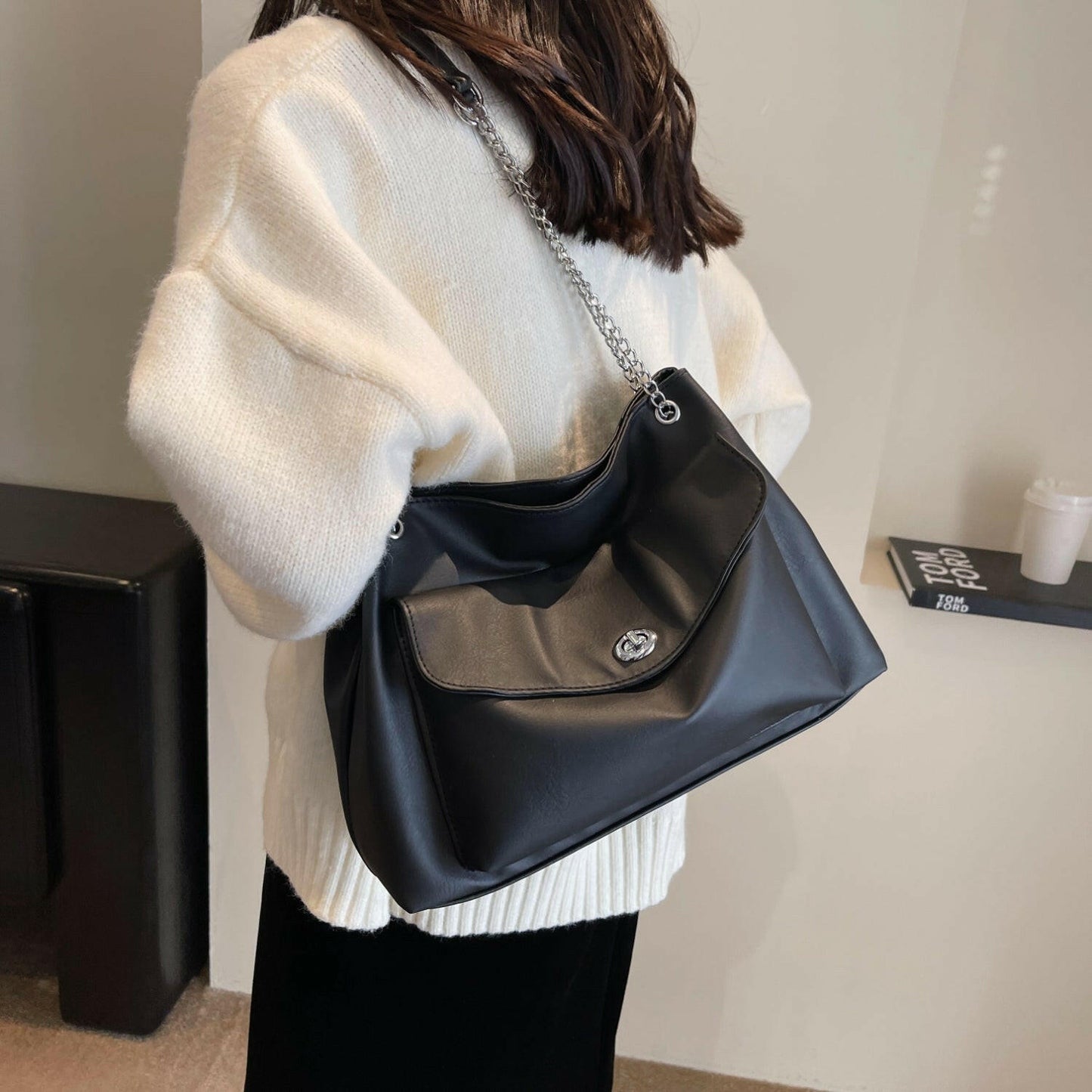 PU Leather Shoulder Bag.
