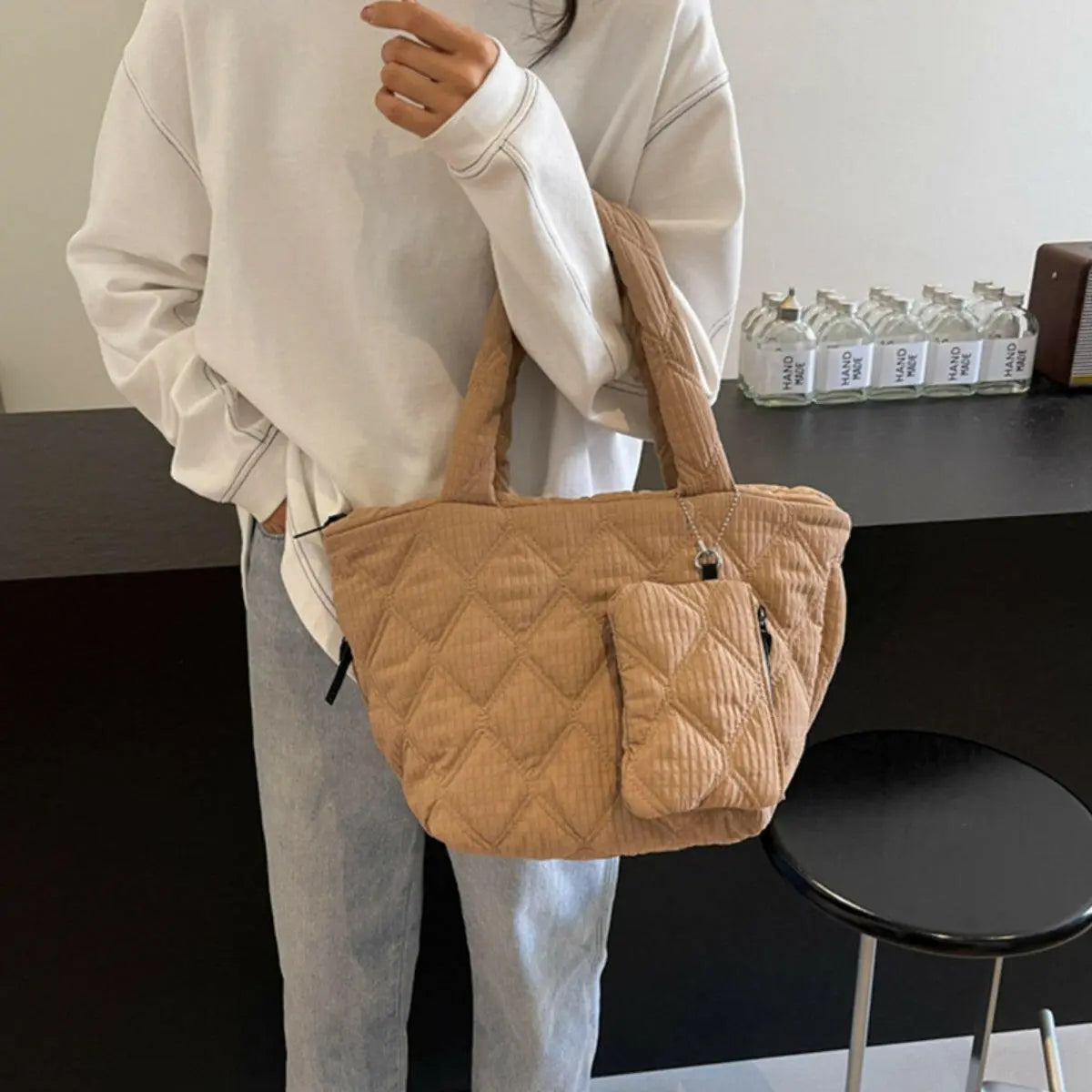 Polyester Medium Tote Bag - Premium Tote Bag from Trendsi - Just $27.52! Shop now at Handbags Specialist Headquarter