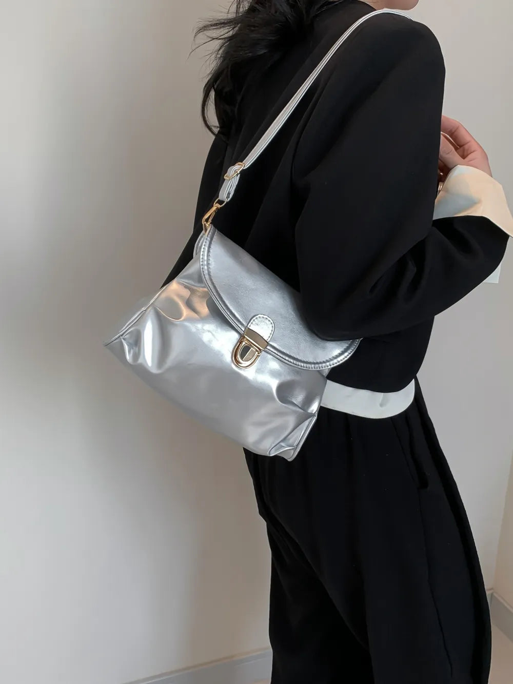PU Leather Adjustable Strap Crossbody Bag - Premium Crossbody Bag from Trendsi - Just $18.99! Shop now at Handbags Specialist Headquarter