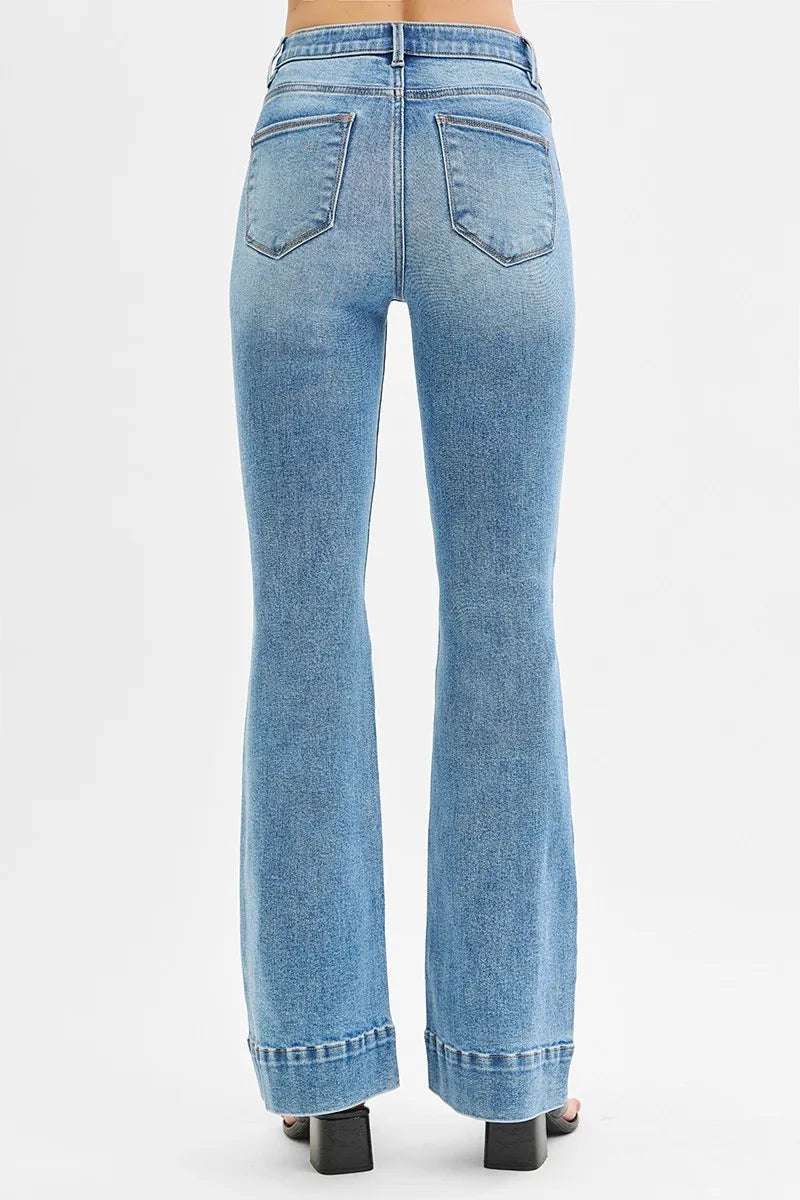 RISEN Full Size Tummy Control Elastic Band High Rise Flare Jeans Plus Size - Premium Women / Jeans & Denim from Trendsi - Just $68.99! Shop now at Handbags Specialist Headquarter
