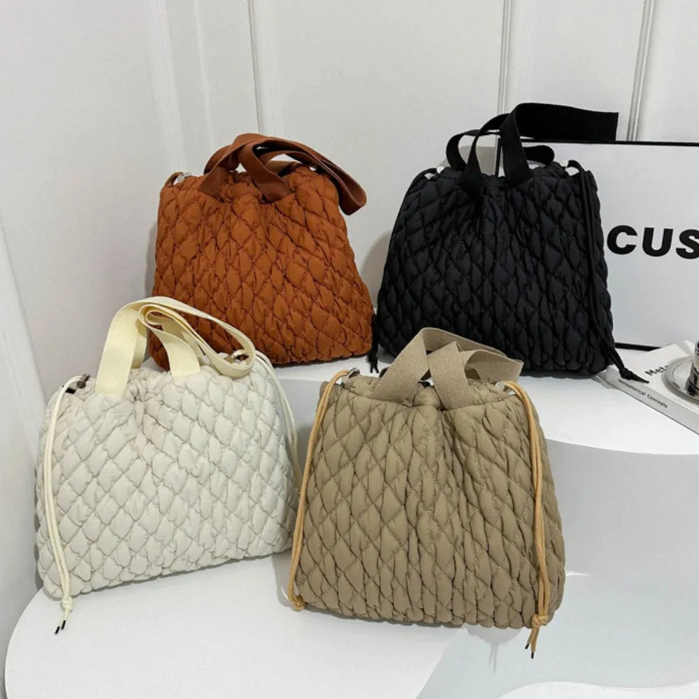 Drawstring Bubble Texture Tote Bag - Premium Tote Bag from Trendsi - Just $39.99! Shop now at Handbags Specialist Headquarter