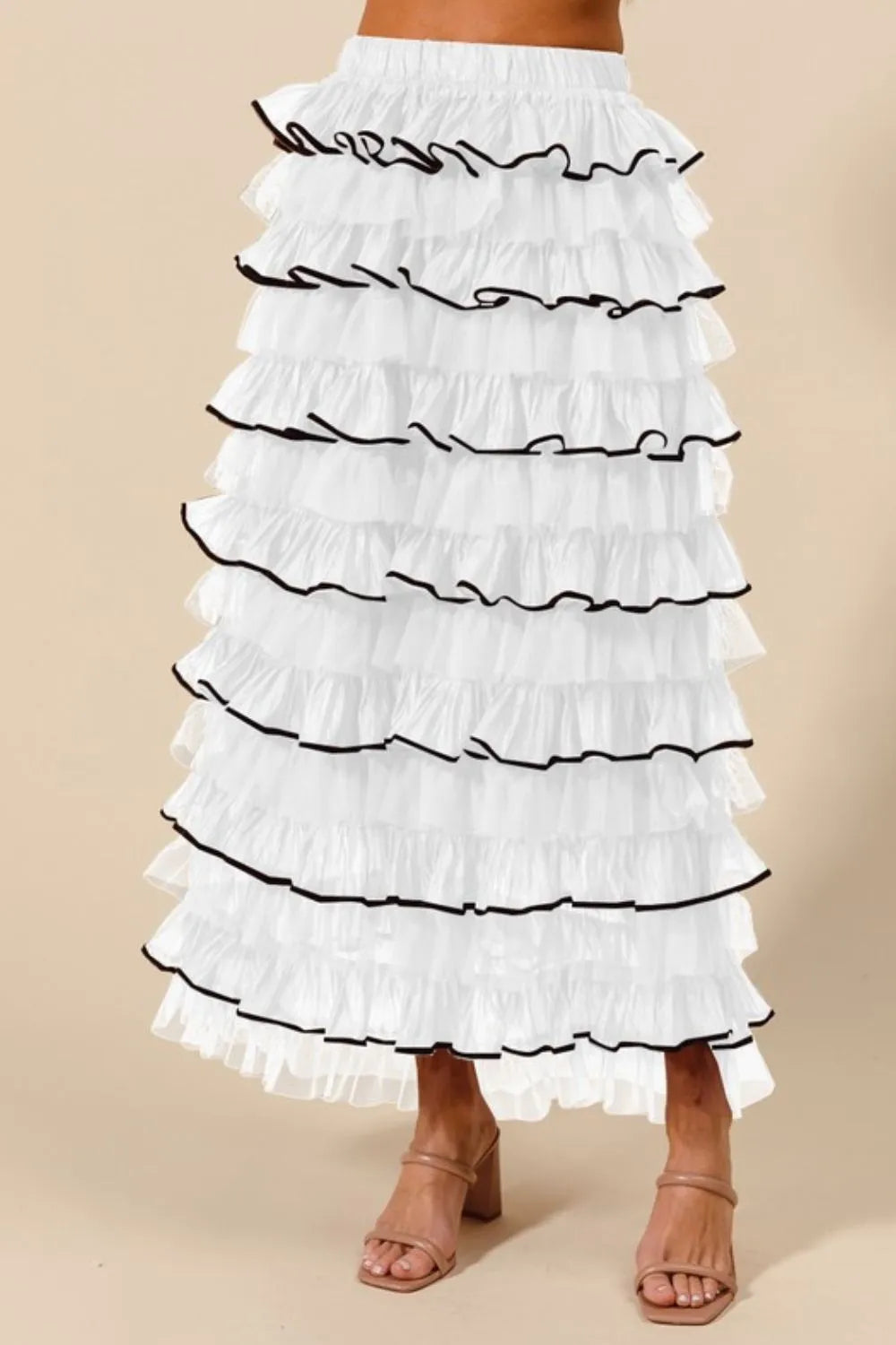 SO ME Layered Ruffled Tulle Maxi Skirt - Premium Skirts from Trendsi - Just $40.99! Shop now at Handbags Specialist Headquarter