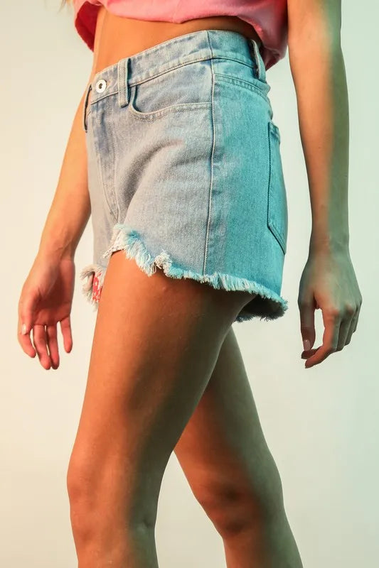 VERY J Raw Hem Pocketed Contrast Washed Denim Shorts - Premium Women / Jeans & Denim from Trendsi - Just $37.78! Shop now at Handbags Specialist Headquarter