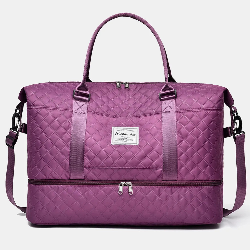 Diamond Grid Oxford Cloth Oversize Travel Bag - Premium travel-bag from Trendsi - Just $44.99! Shop now at Handbags Specialist Headquarter