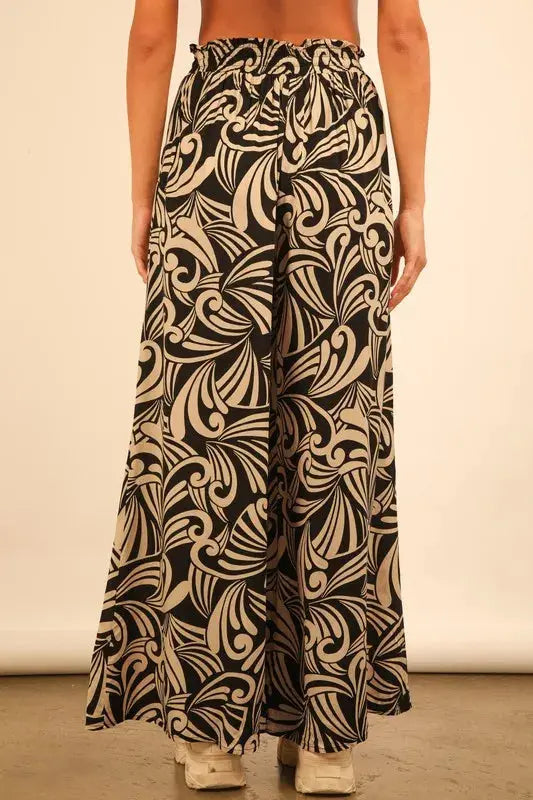 VERY J Plus Size Printed Wide Leg Pants.