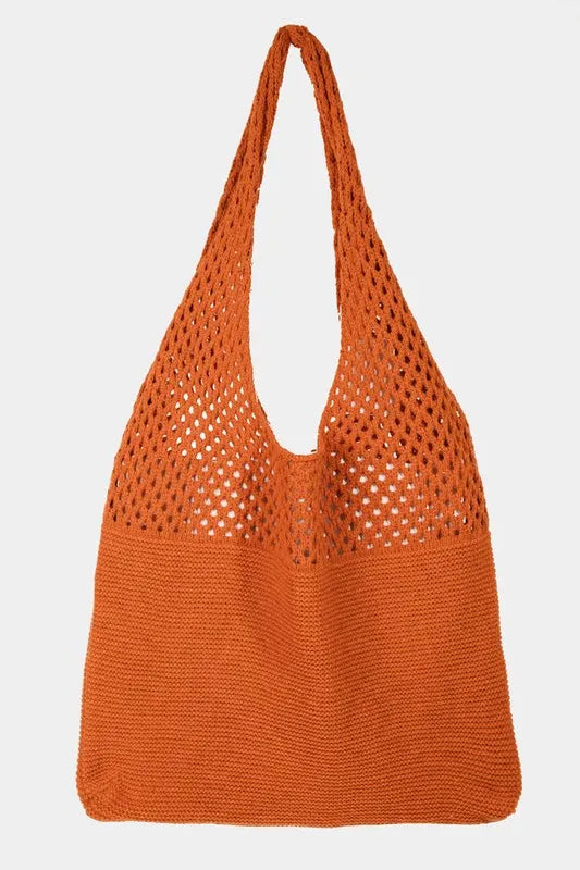 Fame Half Pointelle Knit Tote Bag - Premium Tote Bag from Trendsi - Just $27.99! Shop now at Handbags Specialist Headquarter