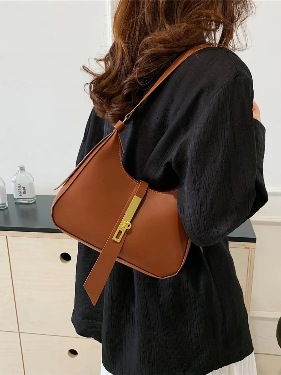 PU Leather Shoulder Bag.