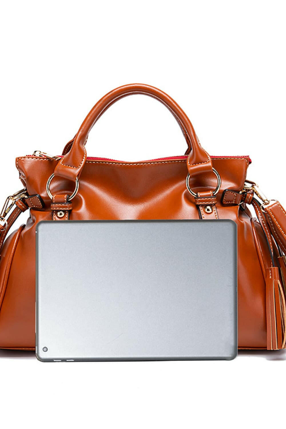 PU Leather Handbag with Tassels.