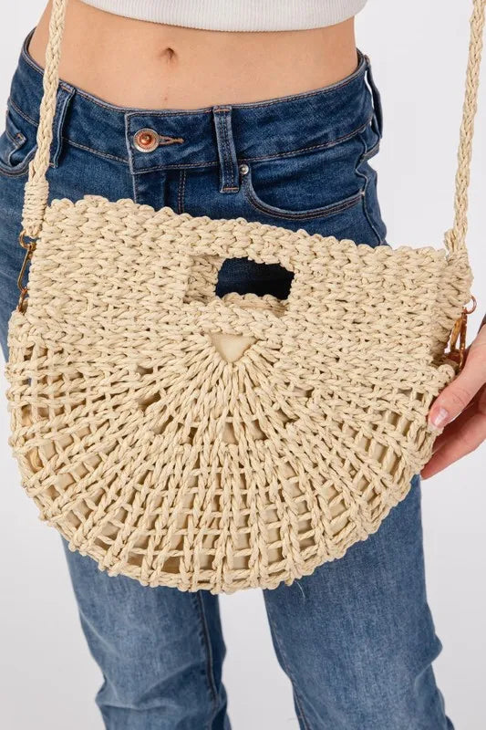 Fame Braided Semi Circle Tote Bag - Premium Tote Bag from Trendsi - Just $31.99! Shop now at Handbags Specialist Headquarter