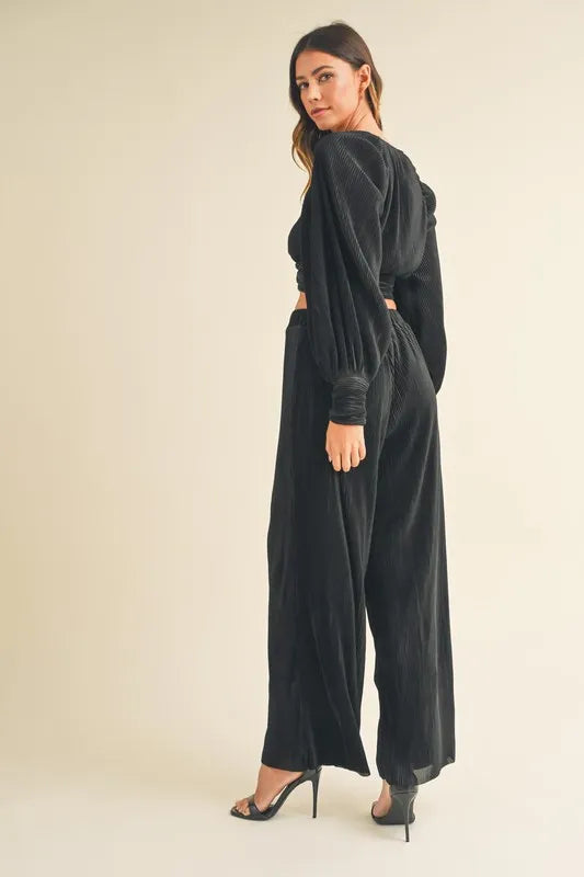 MABLE Front Twisted Long Sleeve Top and Pants Set - Premium Sleepwear from Trendsi - Just $84.99! Shop now at Handbags Specialist Headquarter