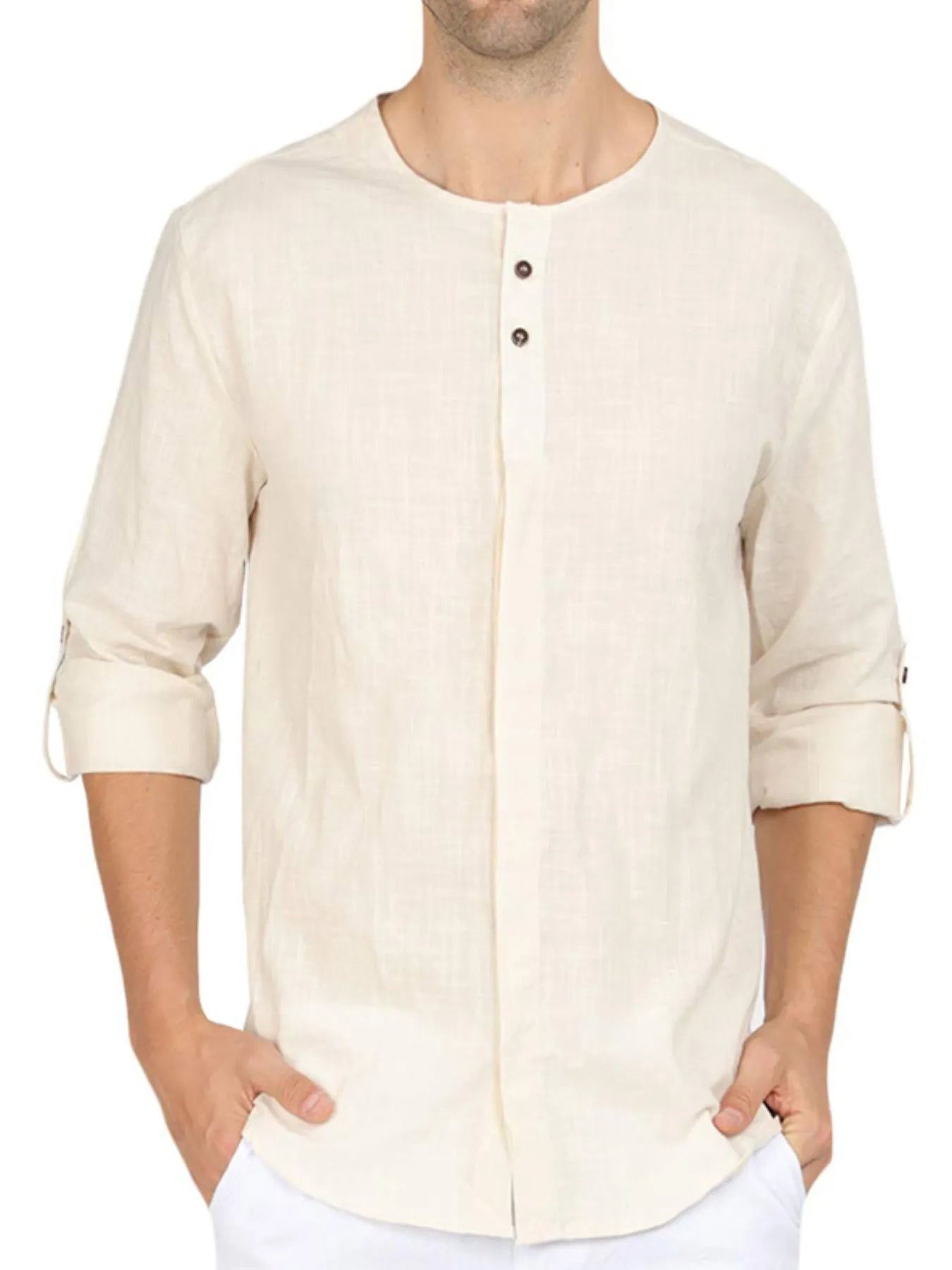 Men's Roll-Up Sleeve Linen Blend Polo Shirt - Premium Men's Polo shirt from Trendsi - Just $24.56! Shop now at Handbags Specialist Headquarter