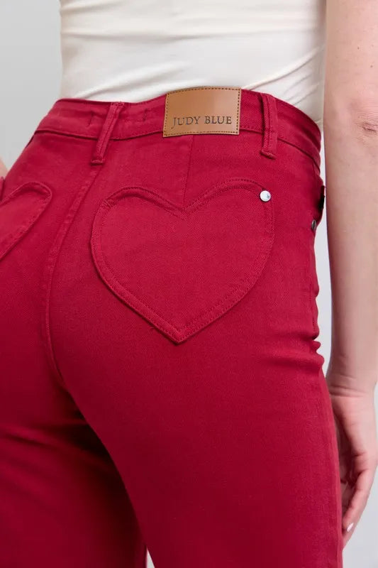 Judy Blue Full Size High Waist Heart Shaped Back Pockets 90's Straight Jeans Plus Size - Premium Women / Jeans & Denim from Trendsi - Just $63.99! Shop now at Handbags Specialist Headquarter