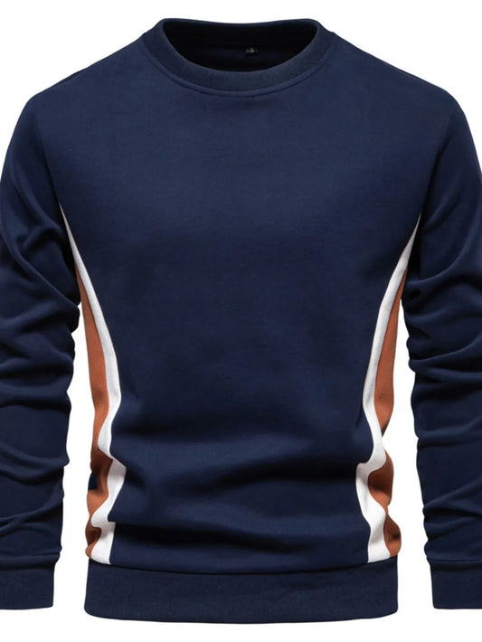 Men's Side Striped Contrast Round Neck Sweatshirt - Premium Men's Sweatshirts from Trendsi - Just $36.54! Shop now at Handbags Specialist Headquarter