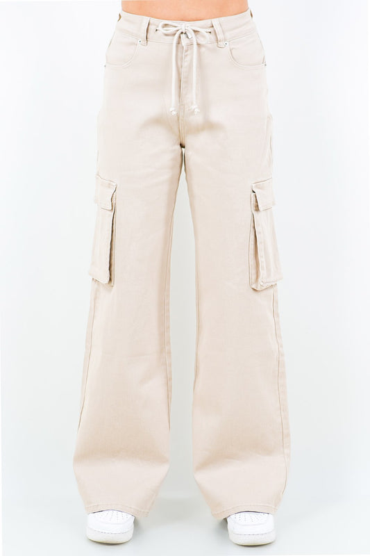 American Bazi Full Size Drawstring Wide Leg Cargo Pants Plus Size - Premium  from Trendsi - Just $48.99! Shop now at Handbags Specialist Headquarter