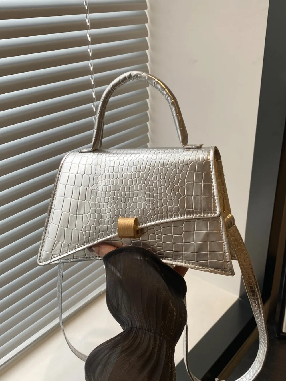 Solid Color PU Leather Handbag - Premium handbags from Trendsi - Just $21.99! Shop now at Handbags Specialist Headquarter