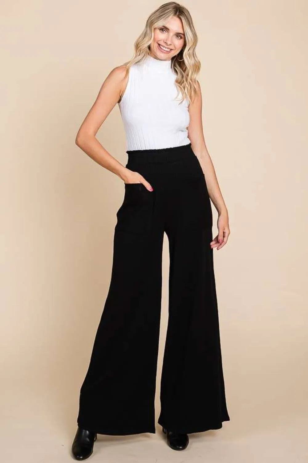 Culture Code Full Size High Waist Wide Leg Pants - Premium Women Pants from Trendsi - Just $33.99! Shop now at Handbags Specialist Headquarter