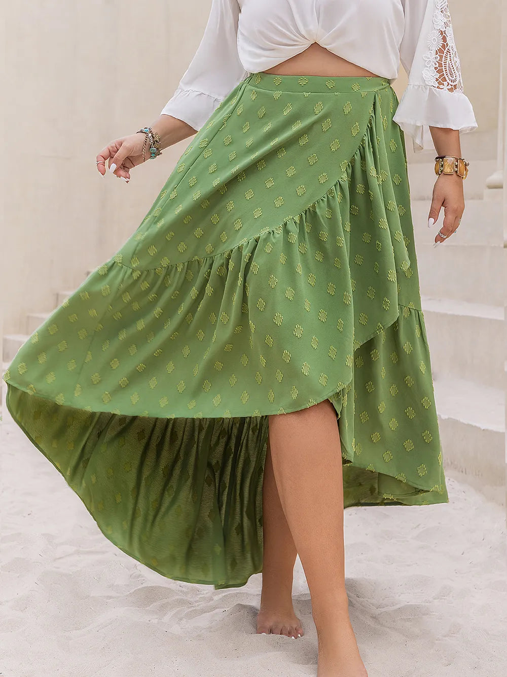 Plus Size High-Low Skirt - Premium from Trendsi - Just $49.99! Shop now at Handbags Specialist Headquarter