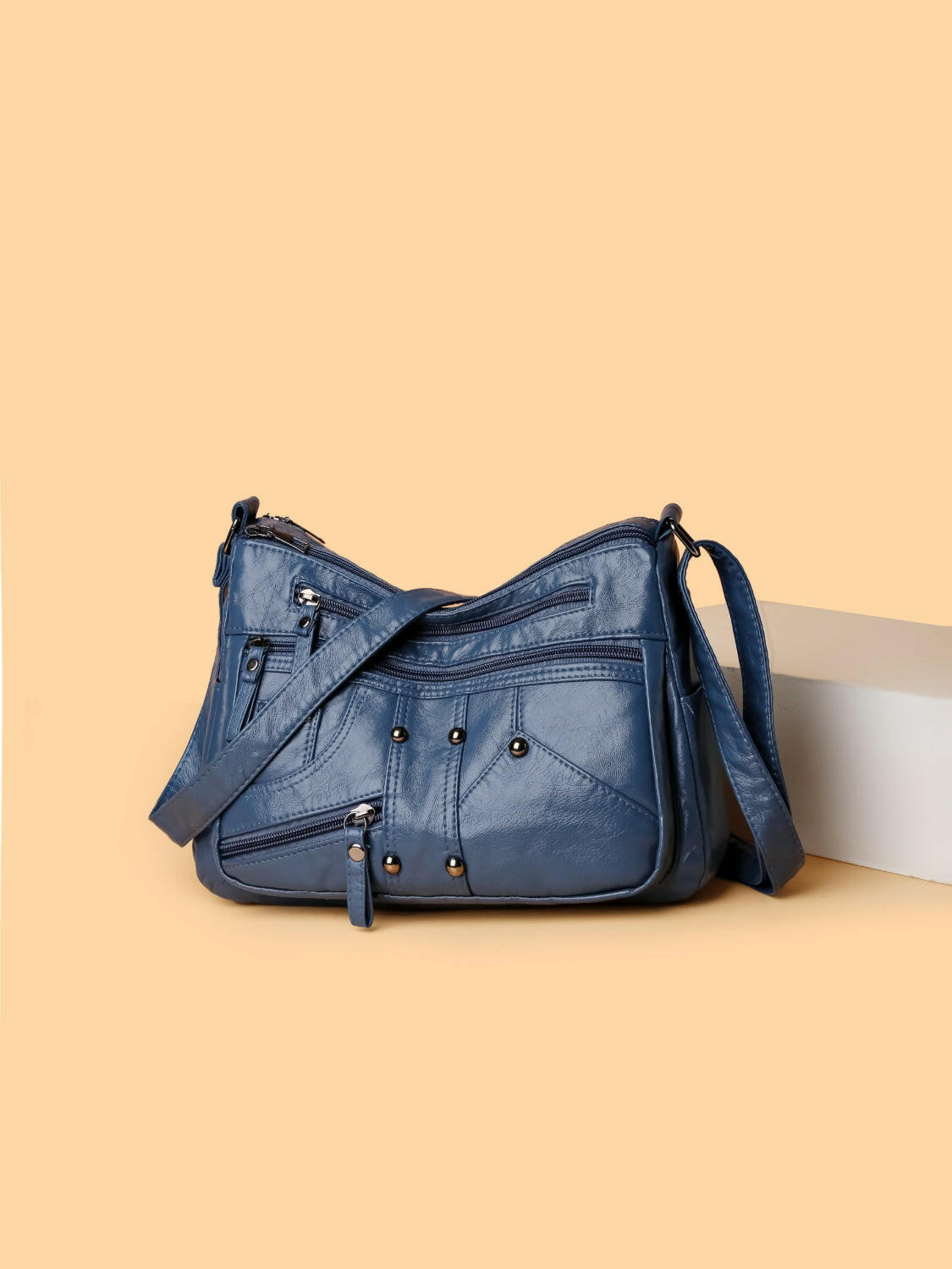 PU Leather Adjustable Strap Shoulder Bag.