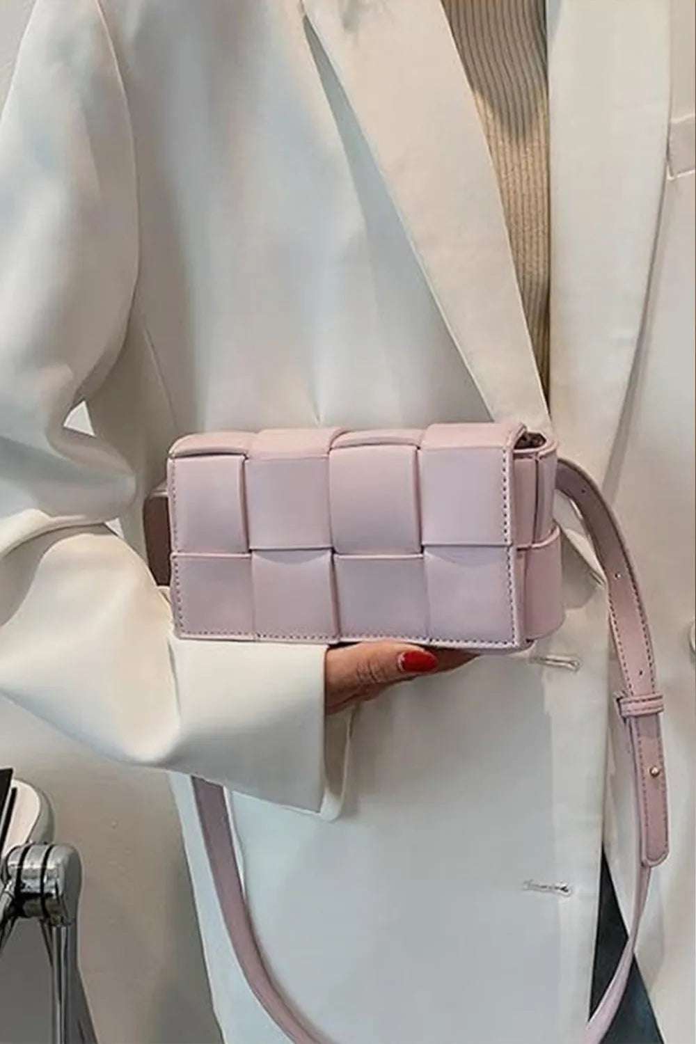 Zenana Vegan Leather Woven Crossbody Bag - Premium Crossbody Bag from Trendsi - Just $31.99! Shop now at Handbags Specialist Headquarter