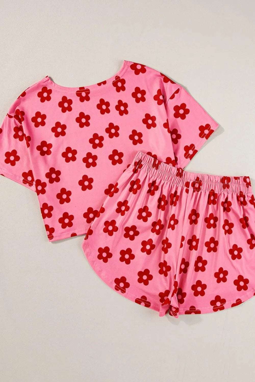 Floral Cropped Tee and Shorts Lounge Set - Premium Sleepwear from Trendsi - Just $25.99! Shop now at Handbags Specialist Headquarter