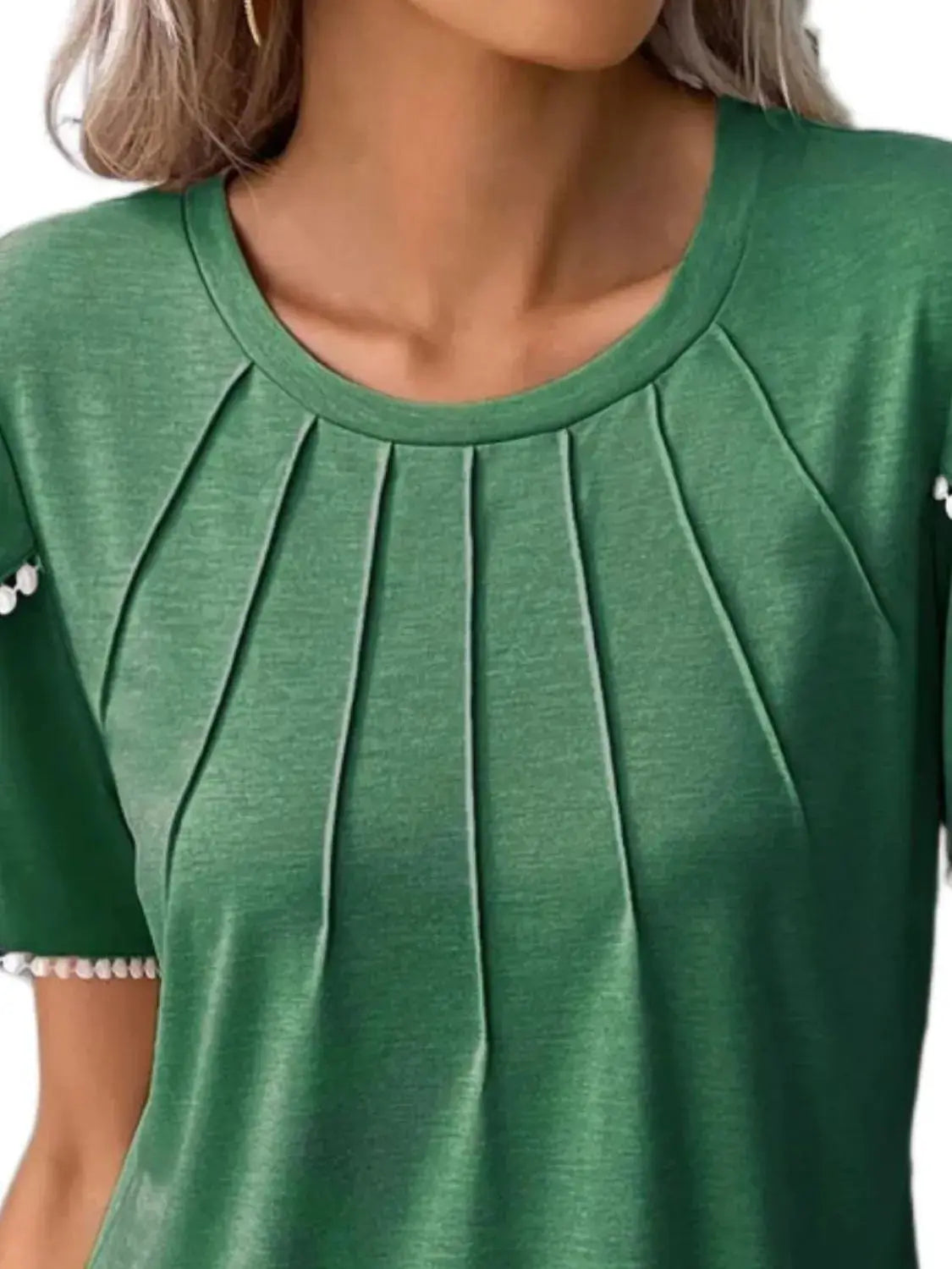 Full Size Round Neck Petal Sleeve Blouse Plus Size.