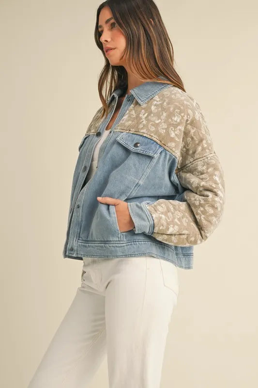 MABLE Quilted Paisley Print Contrast Denim Jacket - Premium Women / Jeans & Denim from Trendsi - Just $71.56! Shop now at Handbags Specialist Headquarter