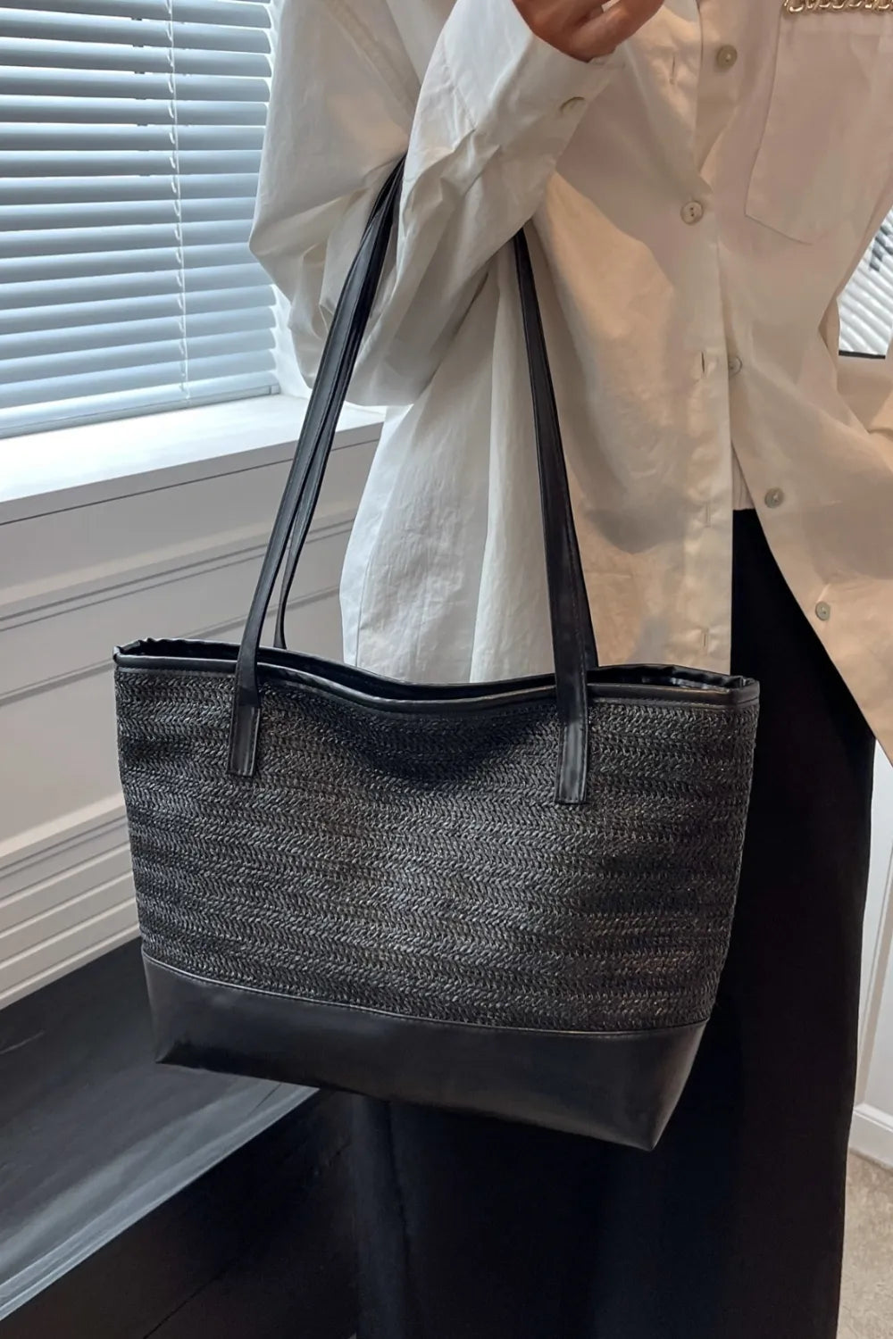 PU Leather Straps Large Tote Bag - Premium Tote Bag from Trendsi - Just $39.99! Shop now at Handbags Specialist Headquarter