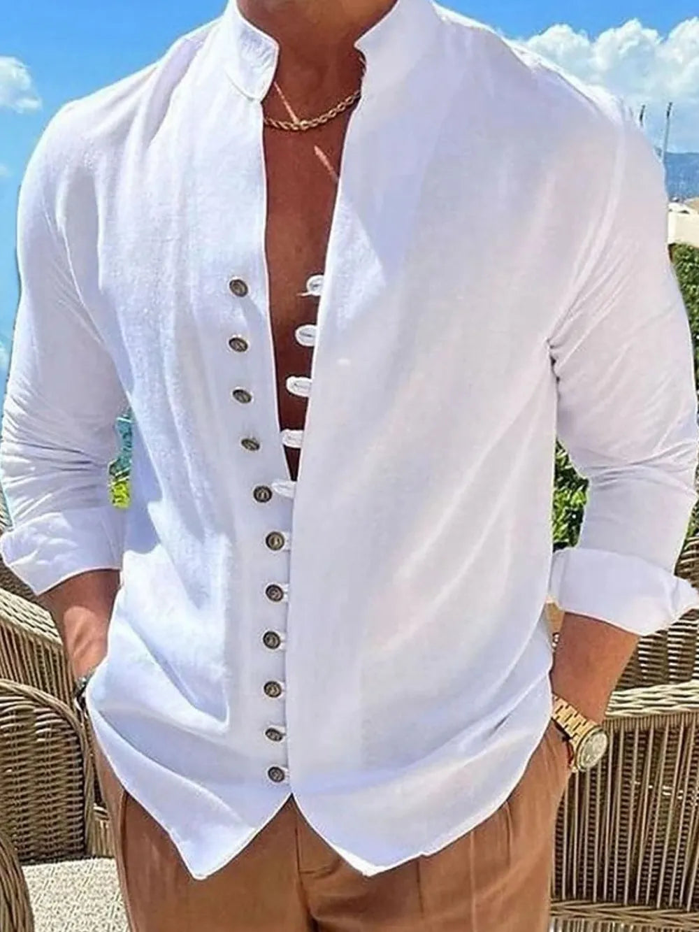 Men's Full Size Button Front Long Sleeve Shirt Plus Size - Premium Men's Shirt's from Trendsi - Just $26.08! Shop now at Handbags Specialist Headquarter
