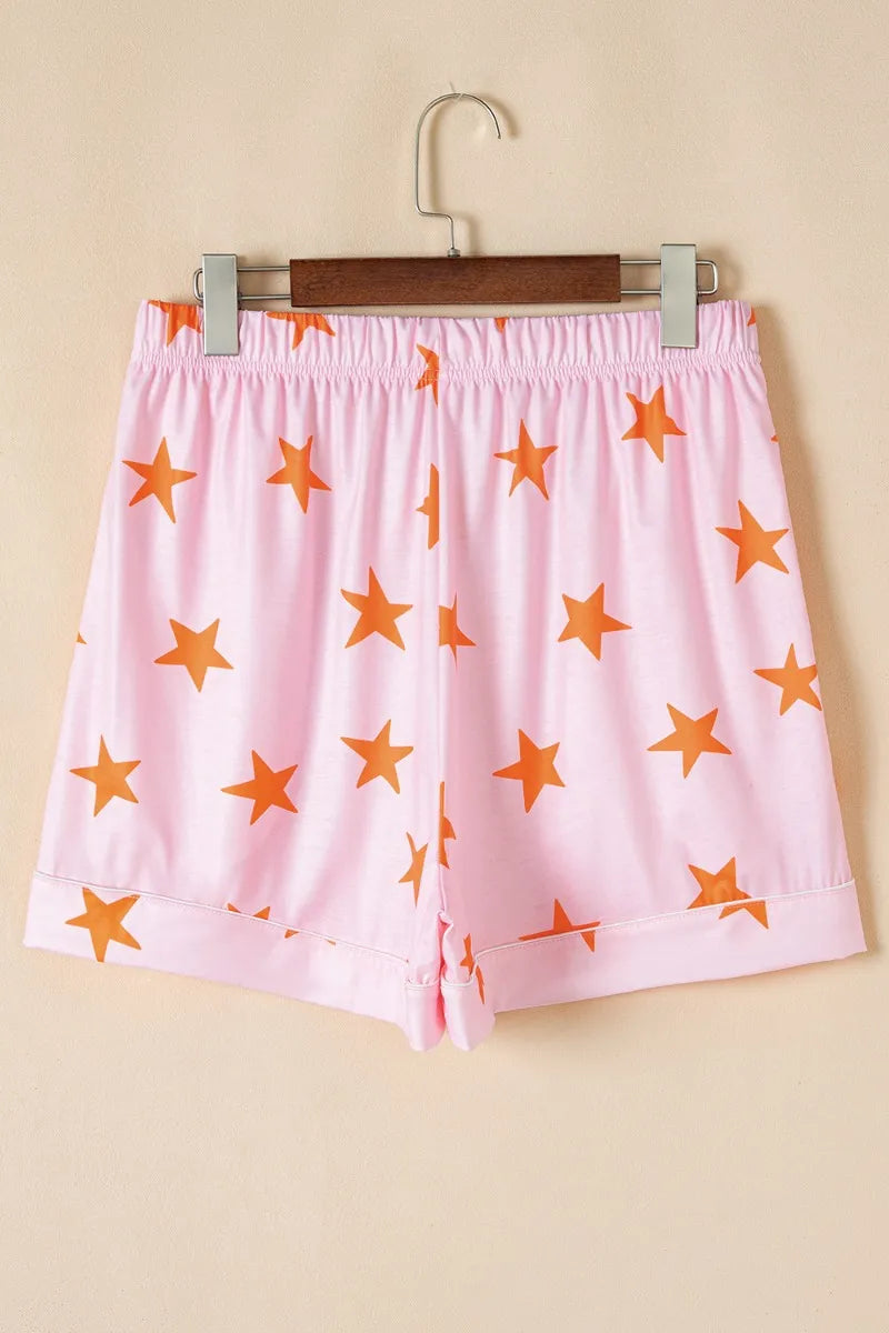 Star Print Short Sleeve Shirt and Shorts Set - Premium Sleepwear from Trendsi - Just $58.99! Shop now at Handbags Specialist Headquarter