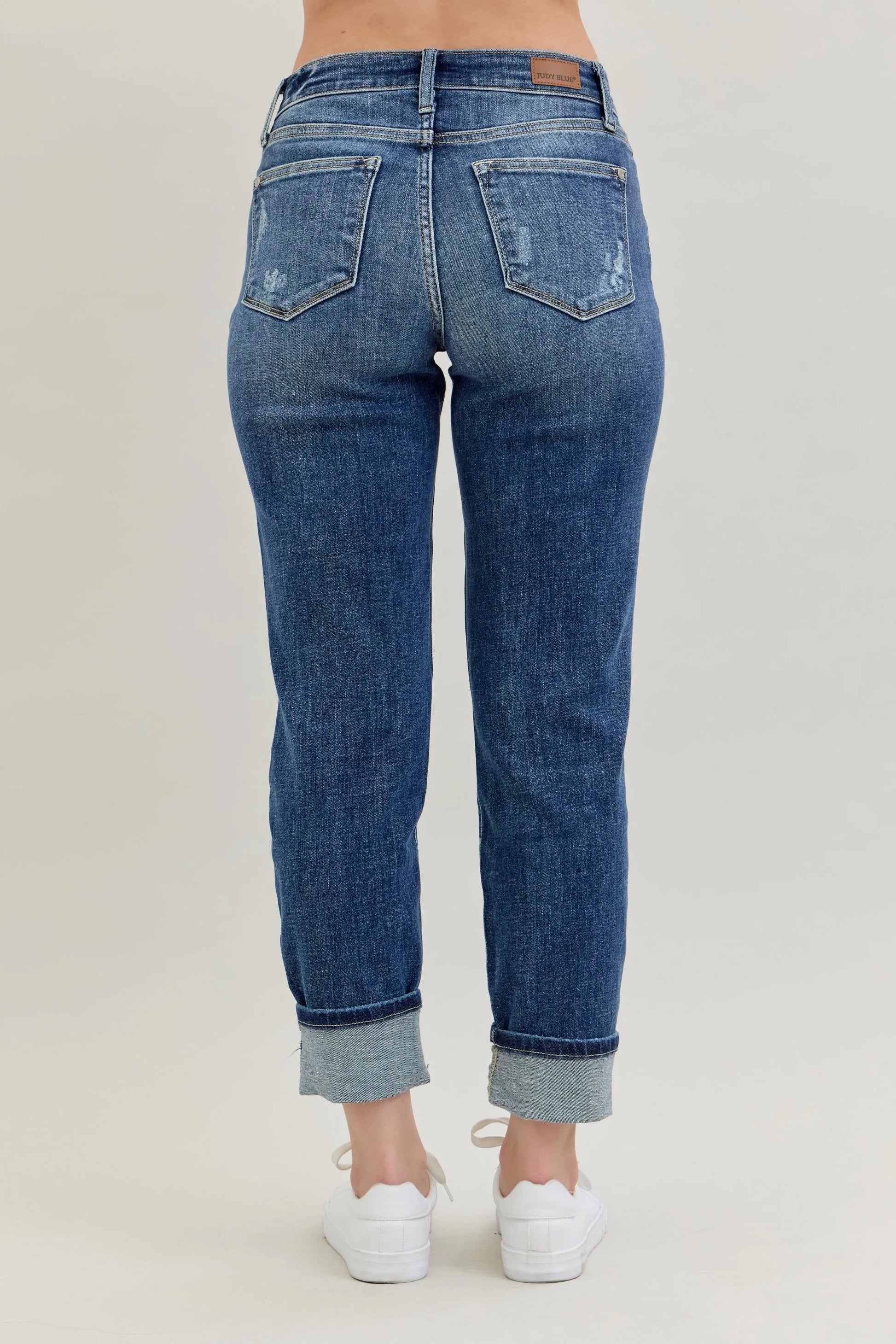 Judy Blue Full Size Mid Rise Cuffed Destroy Bf Jeans Plus Size - Premium Women / Jeans & Denim from Trendsi - Just $62.99! Shop now at Handbags Specialist Headquarter