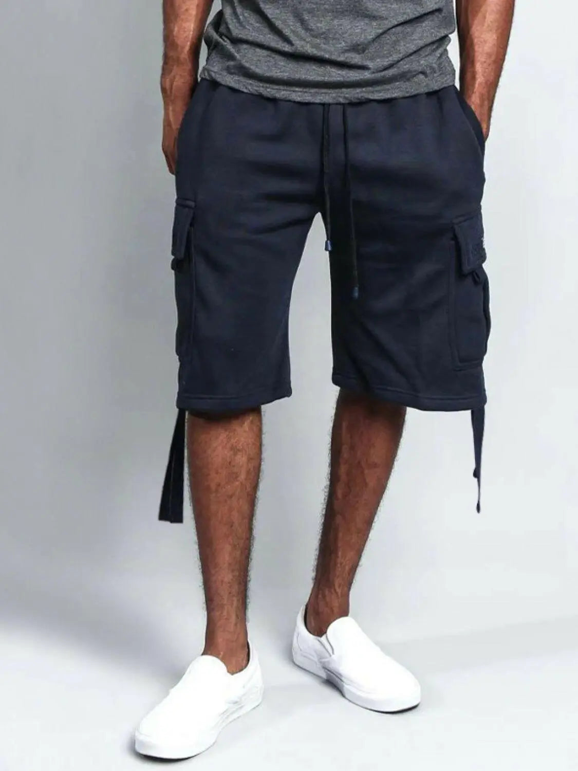 Men's Full Size Drawstring Shorts with Pockets Plus Size.